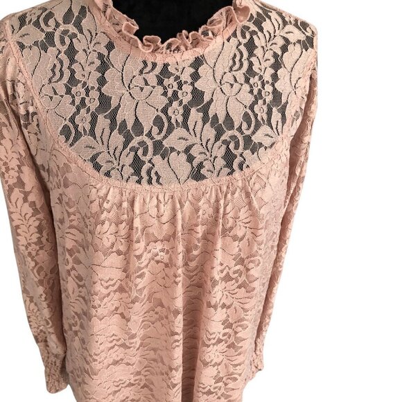 Elegant Cable & Gauge Lace Top - Pale Mauve XL - Picture 4 of 10